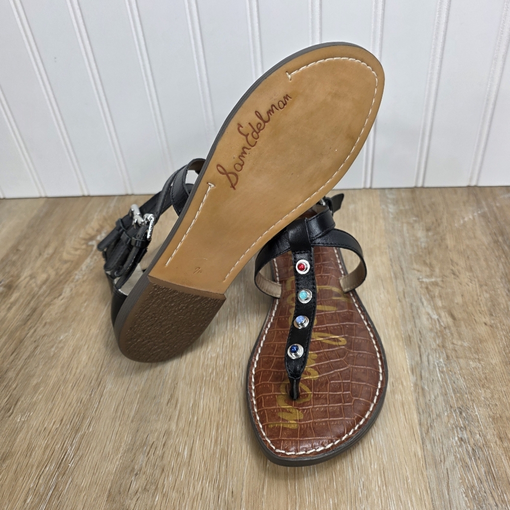 🆕️Sam Edelman Black Strappy Gladiator Sandals with Buckle Detail - Picture 6 of 8
